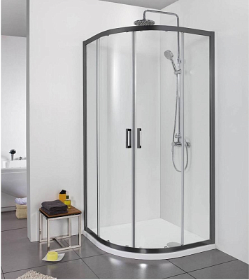 AQ ARI RO 08020BL Душевой уголок 1/4 круга, двери раздвижные 800x800x2000, профиль черный, стекло прозрачное 400_400_3224828